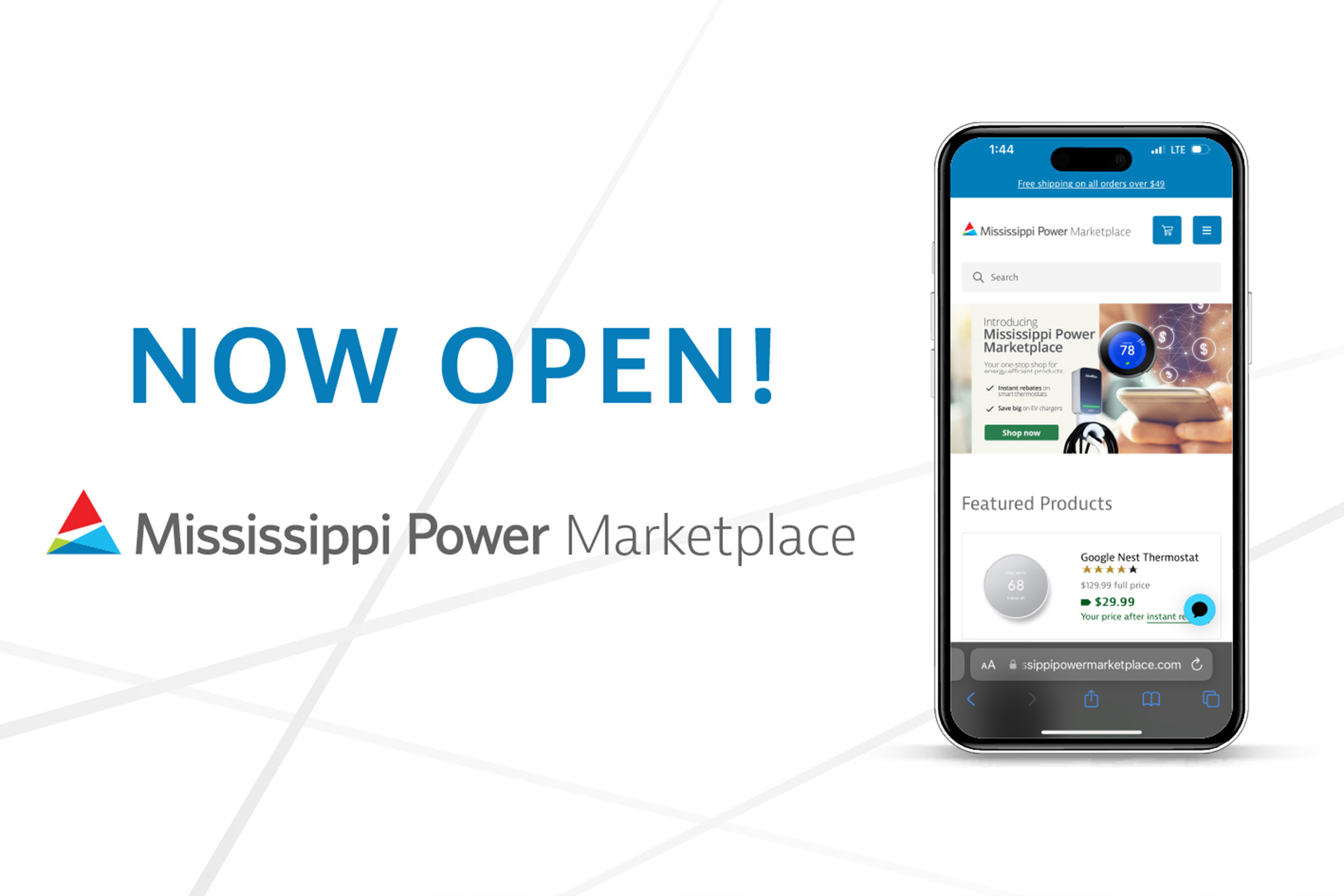 Image of Mississippi Power's Marketplace Landing Page on a Mobile Phone